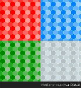 Seamless repeat pattern in four color variations using a honeycomb style image
