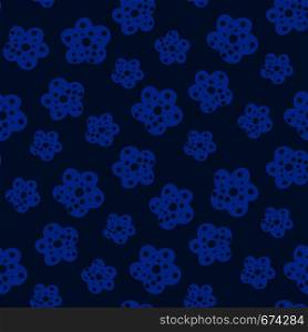 Seamless repeat pattern with flowers on blue background. Hand drawn fabric, gift wrap, wall art design.Vector illustration. Seamless repeat pattern with flowers on blue background.