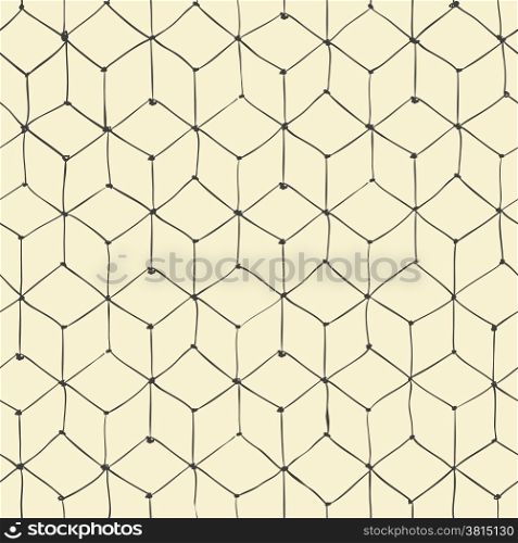 Seamless repeating cubes hand-drawn pattern. Vector