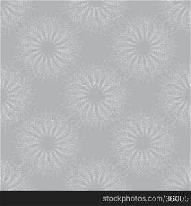 Seamless repeating pattern of abstract circles on the grey background.