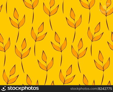 Seamless repeating pattern of flowers and plants. Decorative beautiful garden of wildflowers. Botanical leaves and floral pattern for design. Abstract minimalistic modern wallpaper. Vector background. Seamless repeating pattern of flowers and plants. Decorative beautiful garden of wildflowers. Botanical leaves and floral pattern for design. Abstract minimalistic modern wallpaper. Vector background.