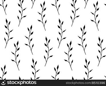 Seamless repeating pattern of flowers and plants. Decorative beautiful garden of wildflowers. Botanical leaves and floral pattern for design. Abstract minimalistic modern wallpaper. Vector background. Seamless repeating pattern of flowers and plants. Decorative beautiful garden of wildflowers. Botanical leaves and floral pattern for design. Abstract minimalistic modern wallpaper. Vector background.
