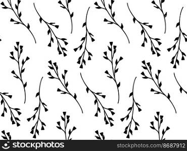 Seamless repeating pattern of flowers and plants. Decorative beautiful garden of wildflowers. Botanical leaves and floral pattern for design. Abstract minimalistic modern wallpaper. Vector background. Seamless repeating pattern of flowers and plants. Decorative beautiful garden of wildflowers. Botanical leaves and floral pattern for design. Abstract minimalistic modern wallpaper. Vector background.