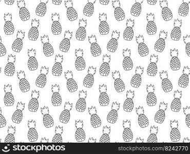 Seamless repeating pattern of pineapple plants. Fruit tropical pattern design. Abstract minimalistic modern wallpaper. Background vector illustration. Seamless repeating pattern of pineapple plants. Fruit tropical pattern design. Abstract minimalistic modern wallpaper. Background vector illustration. White and black color.