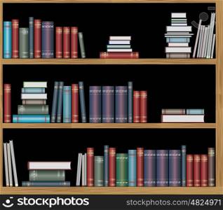 Seamless repeating pattern. Seamless repeating pattern of bookshelves with books