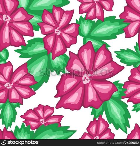 Seamless repeating pattern with pink flowers. Large bright flowers background. Floral template for fabric, wallpaper, design