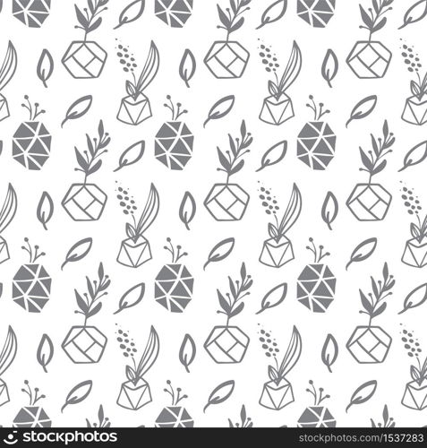 Seamless repeating pattern with triangle shapes and succulent plant pots. Cute and modern Scandinavian style illustration, perfect for wall art, wrapping paper.. Seamless repeating pattern with triangle shapes and succulent plant pots. Cute and modern Scandinavian style illustration, perfect for wall art, wrapping paper