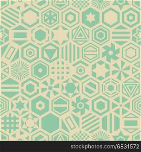 Seamless retro geometric pattern. Seamless retro geometric pattern of hexagonal forms. Vector ornament.