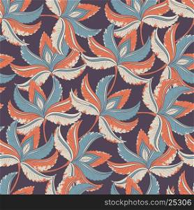 Seamless retro leaves background pattern. Decorative backdrop for fabric, textile, wall covering, wrapping paper, card, invitation, wallpaper, web design.