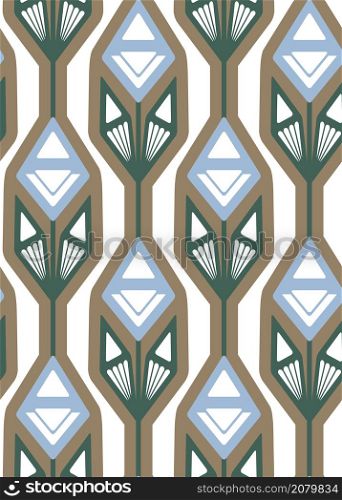 Seamless retro pattern with geometric flowers in a row on a white background. Trendy vector floral texture from 70s. Background for wallpaper, fabric and your design. Seamless retro pattern with geometric flowers in a row on a white background. Trendy vector floral texture from 70s.