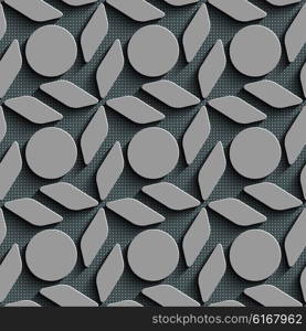 Seamless Rhombus and Circle Pattern. Vector Gray Regular Texture. Seamless Rhombus and Circle Pattern