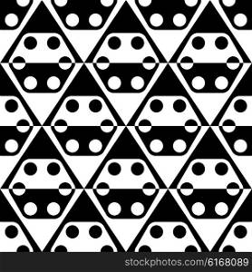Seamless Rhombus, Hexagon and Circle Pattern. Vector Geometric Background. Regular Black and White Texture