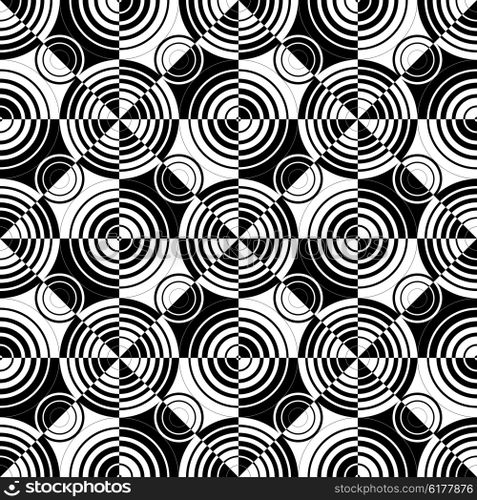 Seamless Ring Pattern. Abstract Monochrome Background. Vector Regular Texture. Seamless Ring Pattern