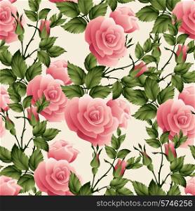 Seamless rose flower pattern. Vector illustration. EPS 10