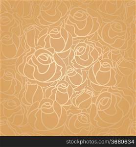 Seamless roses pattern, gold