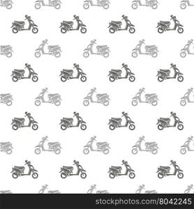 Seamless Scooter Pattern. Grey Scooters Isolated on White Background. Seamless Scooter Pattern
