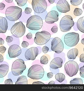 Seamless shell pattern hand drawn seashells Vector Image