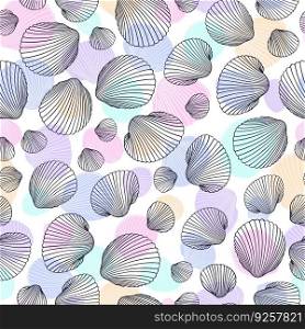Seamless shell pattern of hand drawn seashells Vector Image