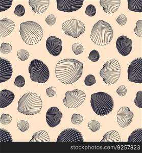 Seamless shell pattern of hand drawn seashells Vector Image