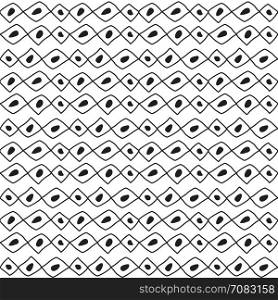Seamless sketch vector pattern. White vertical twigs lines and zigzags with circles on brown background. Hand drawn abstract african style texture