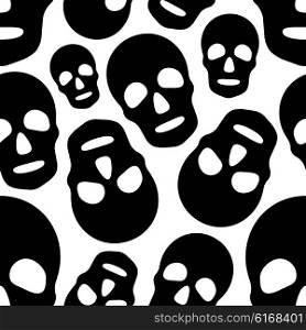 Seamless Skull Pattern. Abstract Black and White Background. Vector Regular Texture. Seamless Skull Pattern