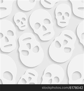 Seamless Skull Pattern. Vector White Background. Seamless Skull Pattern