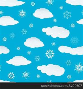 Seamless snowflakes and clouds background for winter and christmas theme