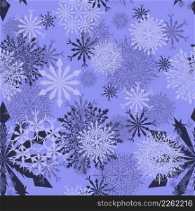 Seamless snowflakes background for winter and christmas theme. Very peri modern color. Vector Illustration.