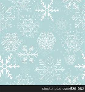 Seamless Snowflakes on Blue Background. Vector Illustration.. Seamless Snowflakes Background. Vector Illustration