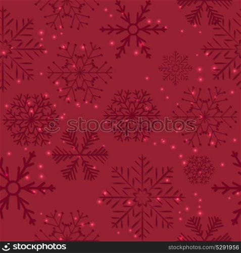 Seamless Snowflakes on Red Background. Vector Illustration.. Seamless Snowflakes Background. Vector Illustration