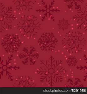 Seamless Snowflakes on Red Background. Vector Illustration.. Seamless Snowflakes Background. Vector Illustration