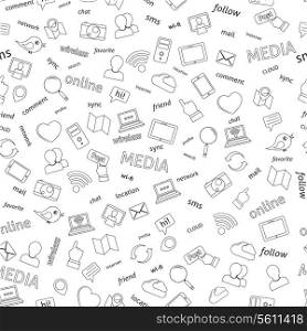Seamless social network media icons pattern background vector illustration
