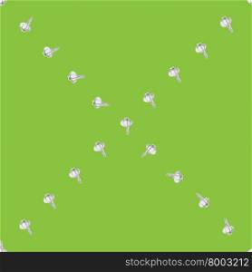 Seamless sparse pattern with garlic, X letter shape illustration over a green background