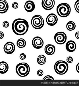 Seamless spiral circle pattern, Abstract doodle wall art.