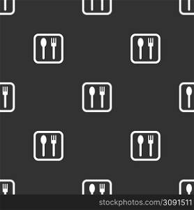 Seamless spoon and fork pattern on a black background. Seamless spoon and fork pattern