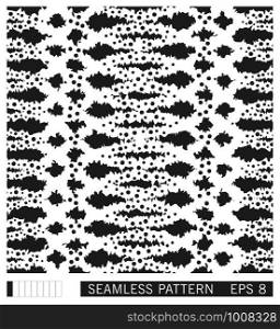 Seamless spotted pattern. Vector lacerated grunge stains and smudges. Painterly texture. Monochrome seamless texture with stylized grunge stains and smudges.