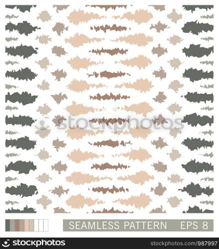 Seamless spotted pattern. Vector lacerated grunge stains and smudges. Painterly texture with stylized wildlife motifs.. Painterly seamless texture with stylized wildlife motifs.