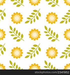 Seamless spring pattern. Dandelion and twig. Summer background for printing on fabric. Packing paper. Wallpaper with floral pattern. Vector doodle illustration.
