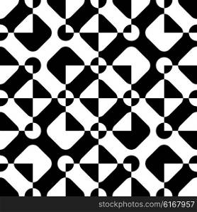 Seamless Square and Circle Pattern. Abstract Black and White Background. Vector Regular Texture. Seamless Square and Circle Pattern
