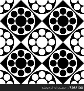 Seamless Square and Circle Pattern. Abstract Black and White Background. Vector Regular Texture. Seamless Square and Circle Pattern