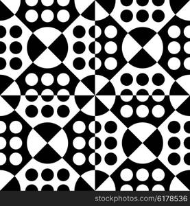 Seamless Square and Circle Pattern. Abstract Black and White Background. Vector Regular Texture. Seamless Square and Circle Pattern