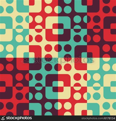 Seamless Square and Circle Pattern. Abstract Colorful Background. Vector Regular Texture. Seamless Square and Circle Pattern