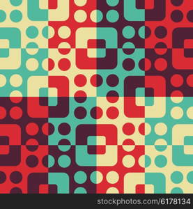 Seamless Square and Circle Pattern. Abstract Colorful Background. Vector Regular Texture. Seamless Square and Circle Pattern