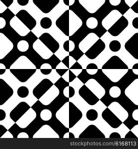 Seamless Square and Circle Pattern. Vector Geometric Background. Regular Black and White Texture. Seamless Square and Circle Pattern