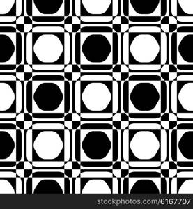 Seamless Square and Hexagon Pattern. Abstract Black and White Background. Vector Regular Texture. Seamless Square and Hexagon Pattern