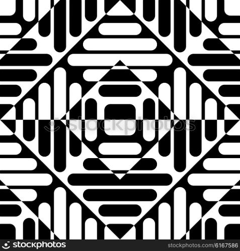 Seamless Square and Stripe Pattern. Abstract Monochrome Background. Vector Regular Texture. Seamless Square and Stripe Pattern