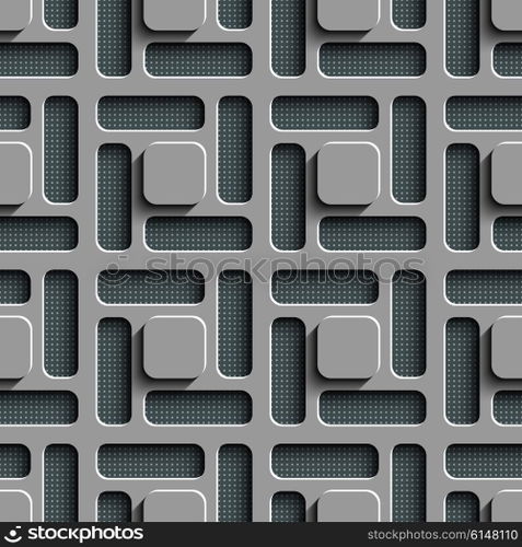 Seamless Square Pattern. Vector Background. Gray Regular Texture. Seamless Square Pattern