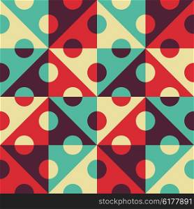 Seamless Square, Triangle and Circle Pattern. Abstract Black and White Background. Vector Regular Texture
