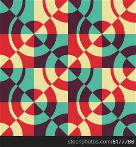 Seamless Square, Triangle and Circle Pattern. Abstract Colorful Background. Vector Regular Texture