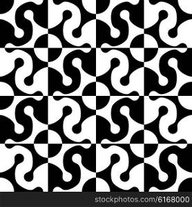 Seamless Star, Circle and Square Pattern. Abstract Black and White Background. Vector Regular Texture